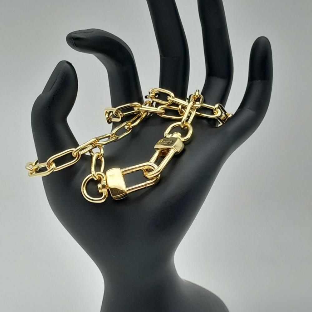 18k YELLOW GOLD OVER BRONZE PAPERCLIP CHAIN.